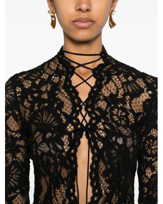 MANURI Black Sally Lace Midi Dress