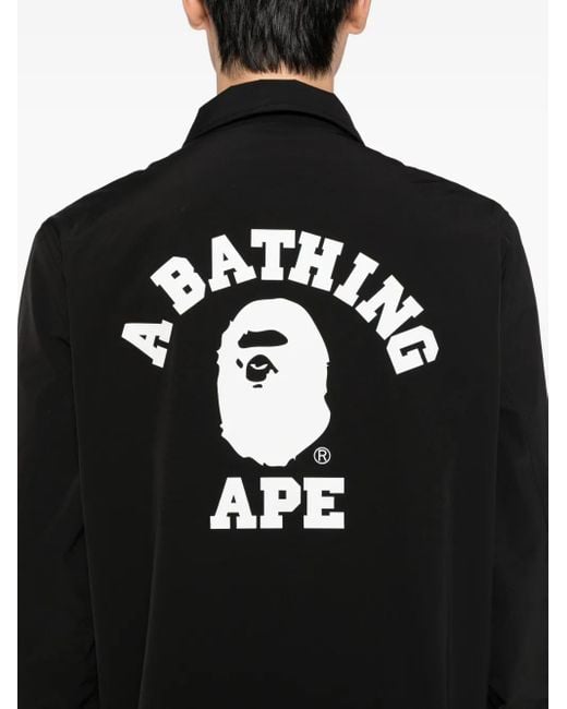 A Bathing Ape Black Logo Printed Jacket for men
