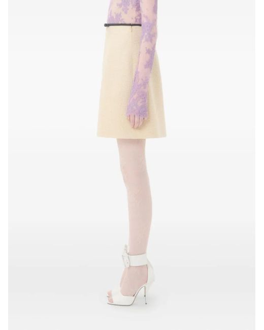 Valentino Garavani Natural Plain Wool Tweed Short Skirt