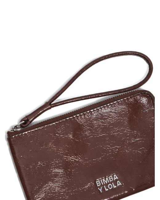 Bimba Y Lola Brown Zip Leather Wallet