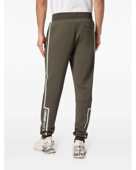 Philipp Plein Green Logo-Print Track Pants for men