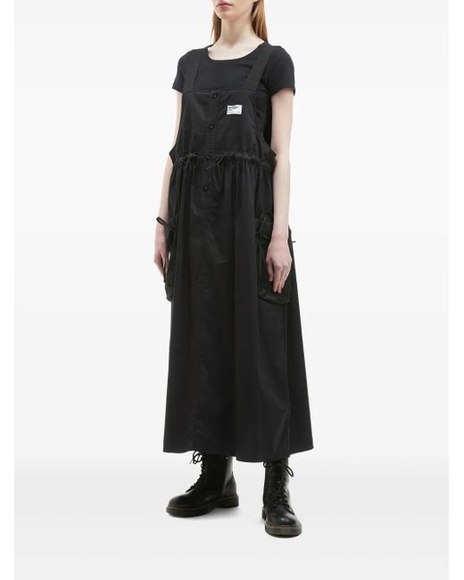 Musium Div. Black Logo-Patch Midi Dress