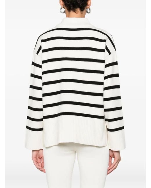 DKNY White Striped Half-Zip Jumper