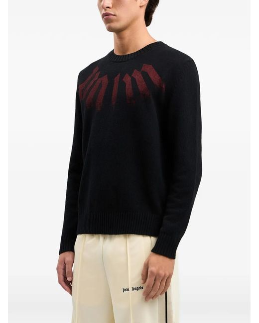 Palm Angels Black Logo-Print Sweater for men