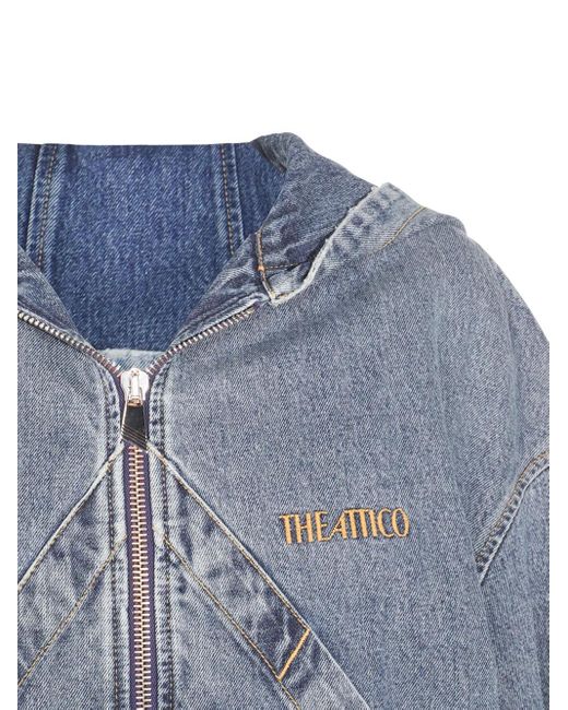 The Attico Blue Hooded Denim Bomber Jacket