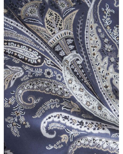 Etro Blue Paisley-Print Cotton Shirt for men