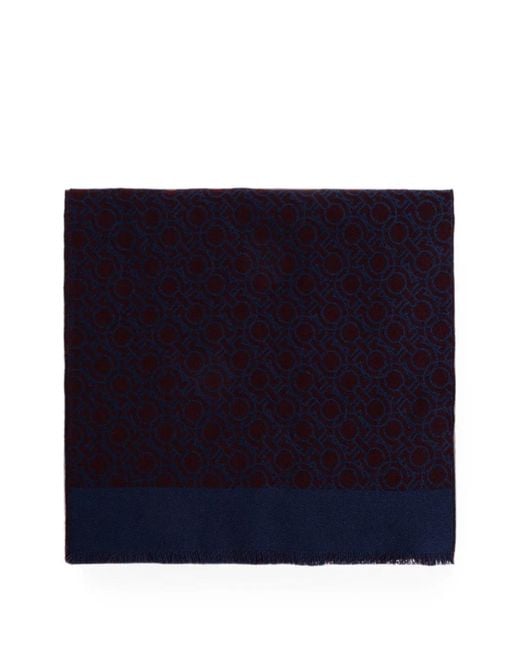 Ferragamo Blue Écharpe À Motif Gancini for men