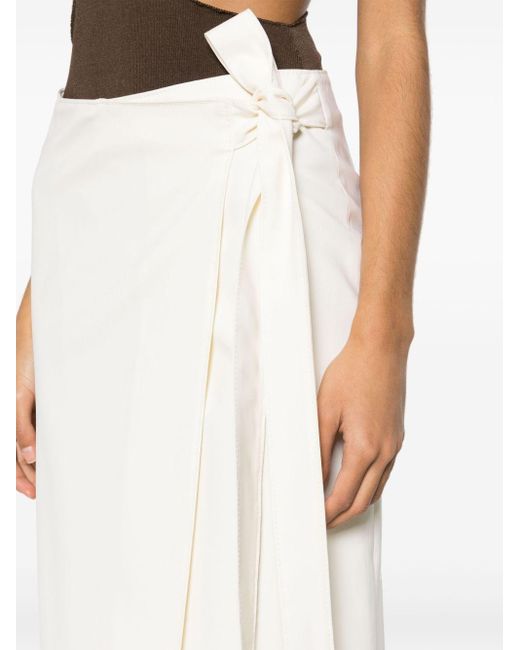 MSGM White Wrap Midi Skirt
