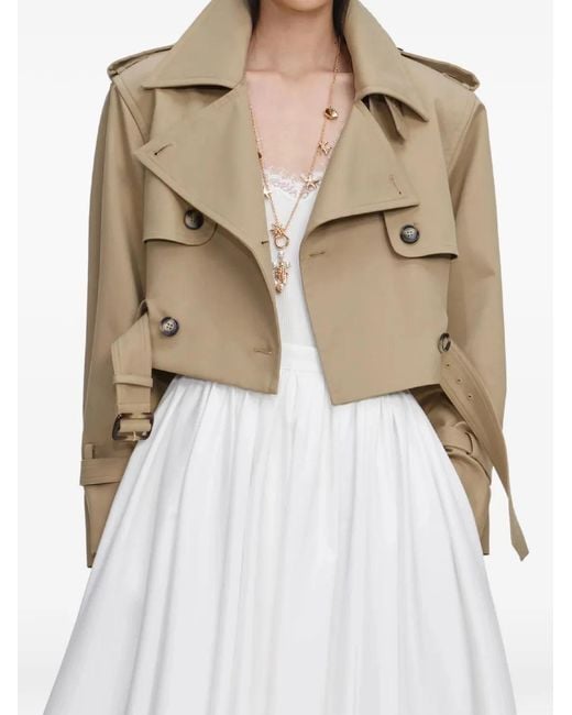Self-Portrait Natural Belted Cropped Trench Jacket
