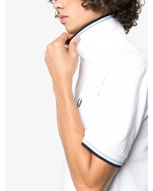 Fred Perry White Striped Trim Polo Shirt for men