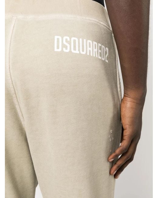 DSquared² Natural Logo-Print Faded-Effect Track Pants for men