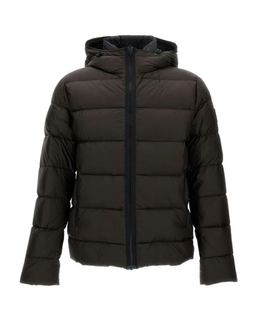 Fay Black Hooded Quilted Coat for men