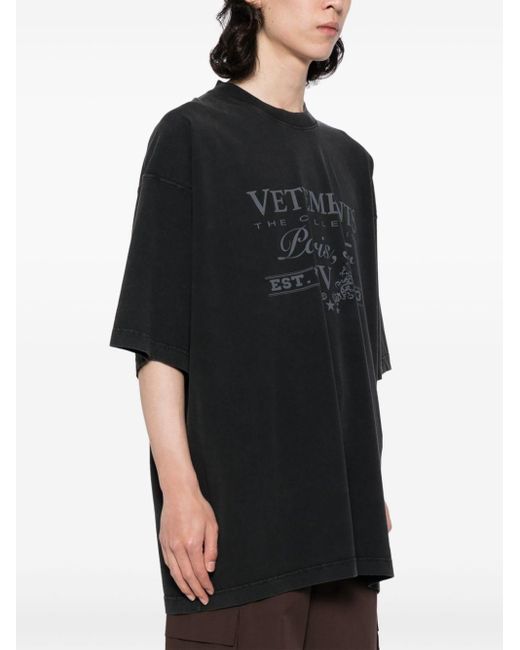 Vetements Black Logo-print Cotton T-shirt