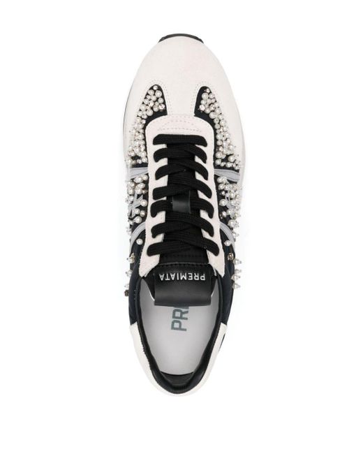 Premiata Beth Sneakers Verfraaid Met Imitatieparel in het White