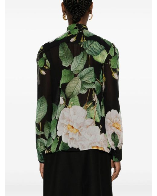 Giambattista Valli Green Seidenhemd mit Blumen-Print