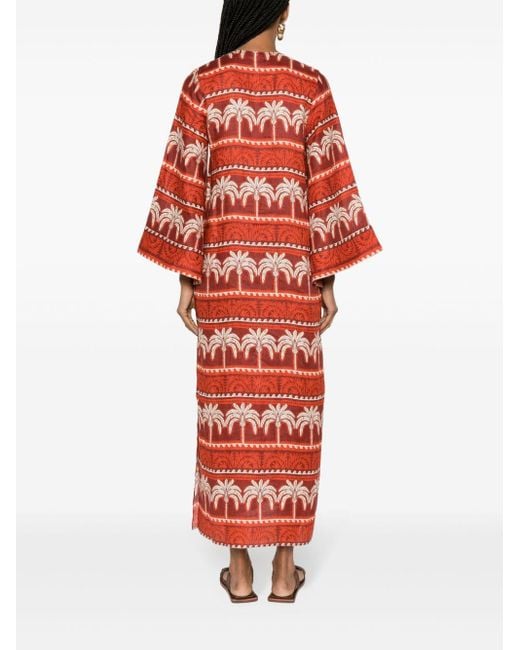 Robe longue Wild Savannah en lin Johanna Ortiz en coloris Red