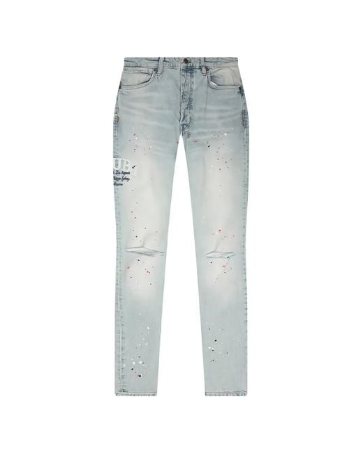 Ksubi Blue Van Winkle Ksteller Genesis Paint-Splatter Distressed Jeans for men