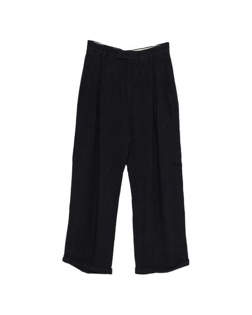 Barena Black Herringbone Trousers for men