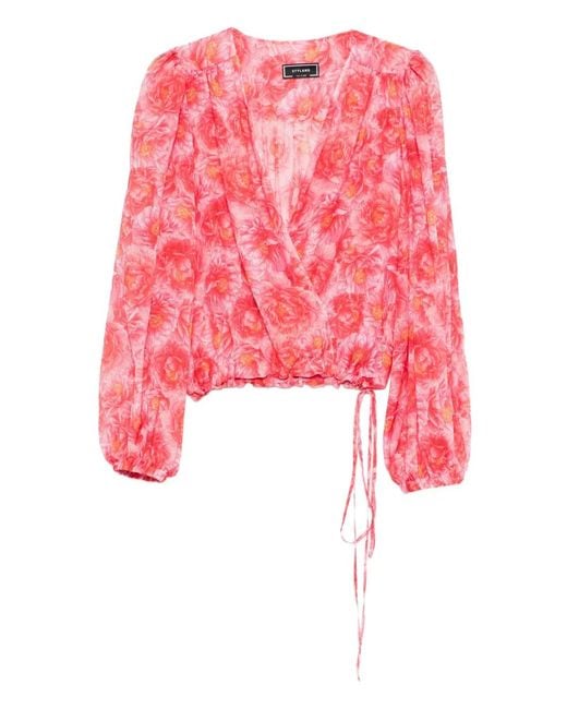 Styland Pink Floral-Print Blouse