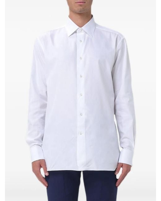 Zegna White Poplin Cotton Shirt for men