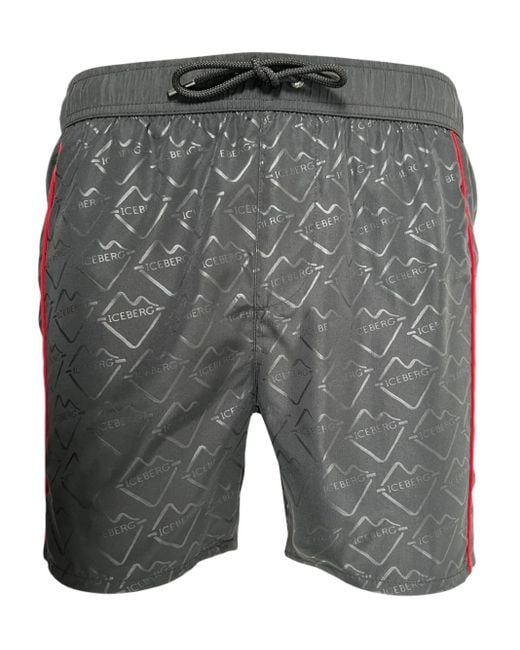 Iceberg Badeshorts Mit Logo-Muster in Gray für Herren