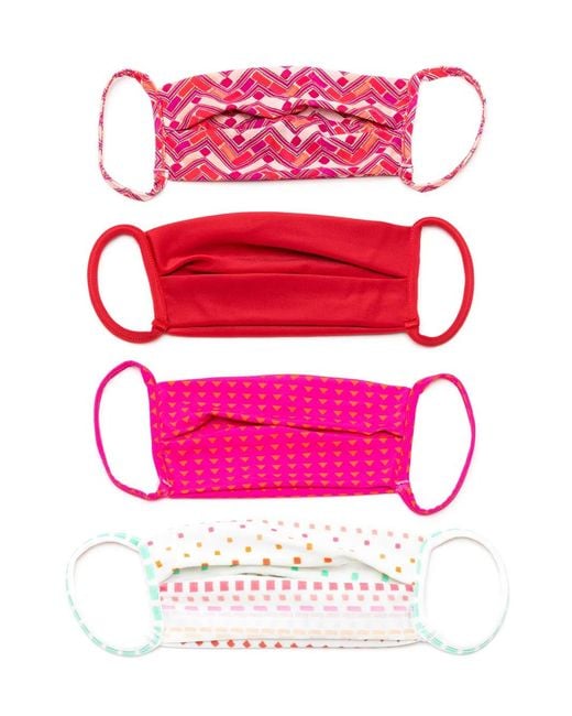 Amir Slama Pink Geometric Print Face Masks (Pack Of 4)