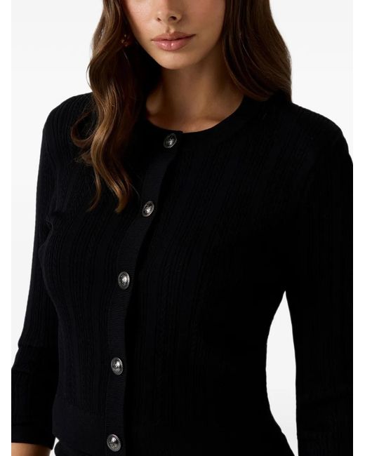 Guess Black Cable-Knit Button-Down Cardigan