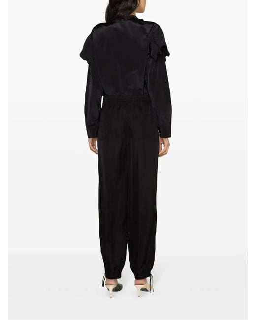 Jil Sander Black Ruffled Button-Up Blouse