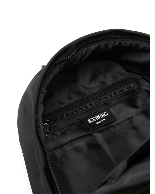 Iceberg Black Logo-embossed Backpack for men