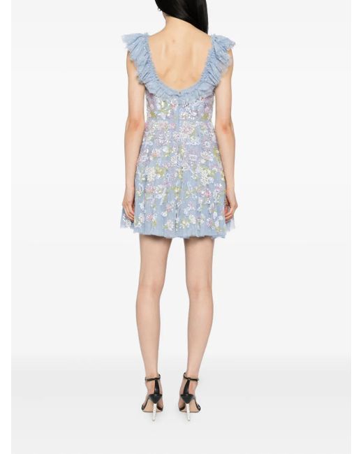 Needle & Thread Mini-Jurk Met Ruches in het Blue