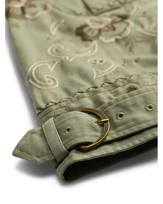 RRL Green Embroidered Buckled Shirt
