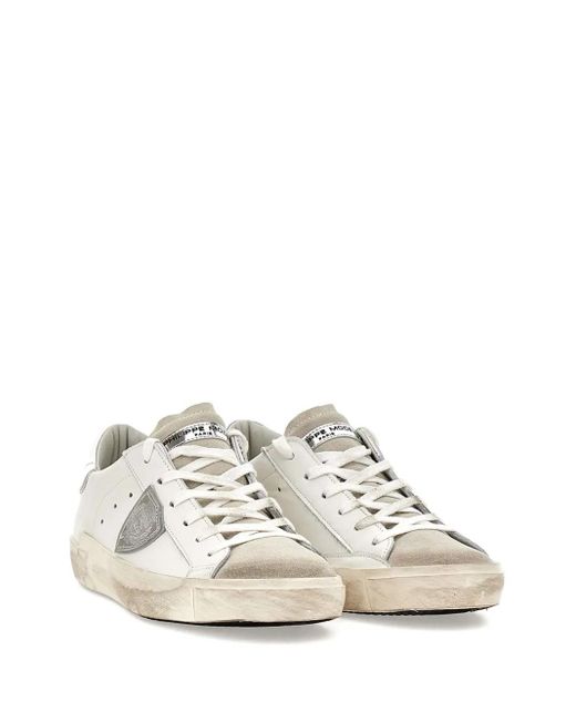Philippe Model White Suede Panelled Sneakers