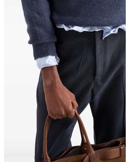 Prada Blue Re-Cashmere Crew-Neck Sweater for men