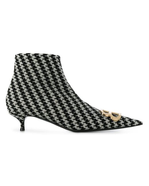 Balenciaga Black Houndstooth Bb Ankle Boots