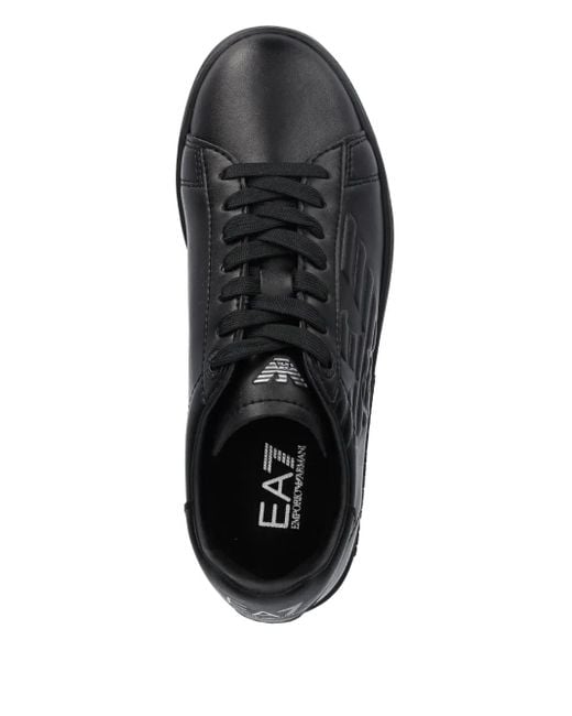 EA7 Black Logo-Debossed Sneakers
