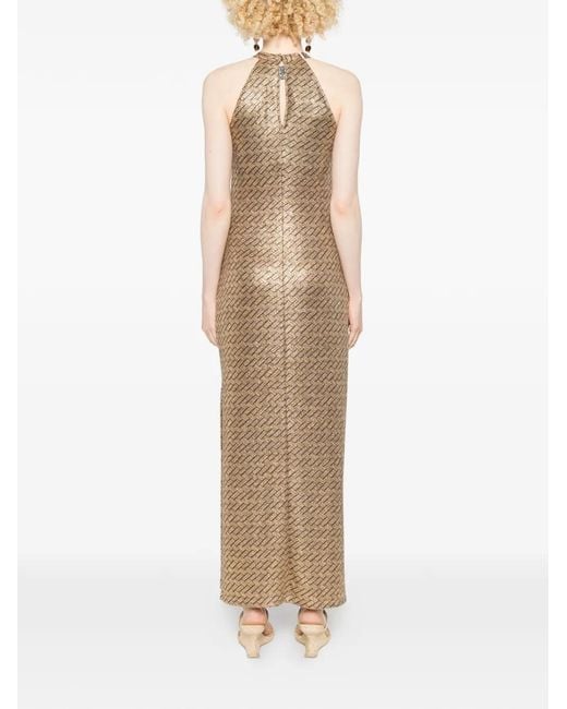 Siyu Natural Tallis Halterneck Patterned Maxi Dress