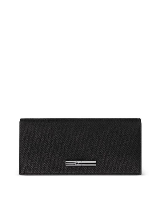 Longchamp Black Le Roseau Textured Leather Continental Wallet
