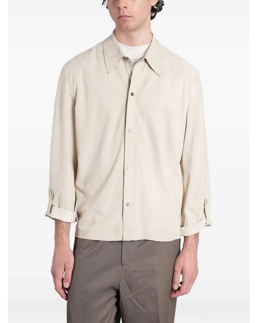 Salvatore Santoro Natural Suede-Finish Shirt Jacket for men