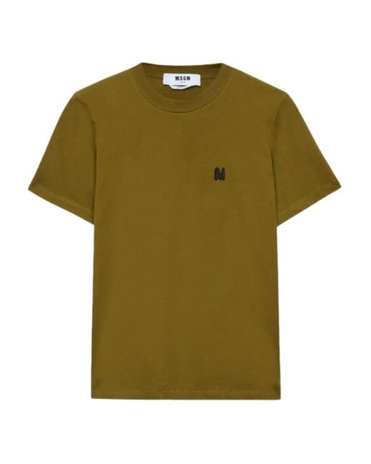 MSGM T-Shirt Met Geborduurd Logo in het Green