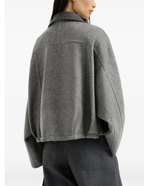 Brunello Cucinelli Gray Hand-Crafted Bomber Jacket