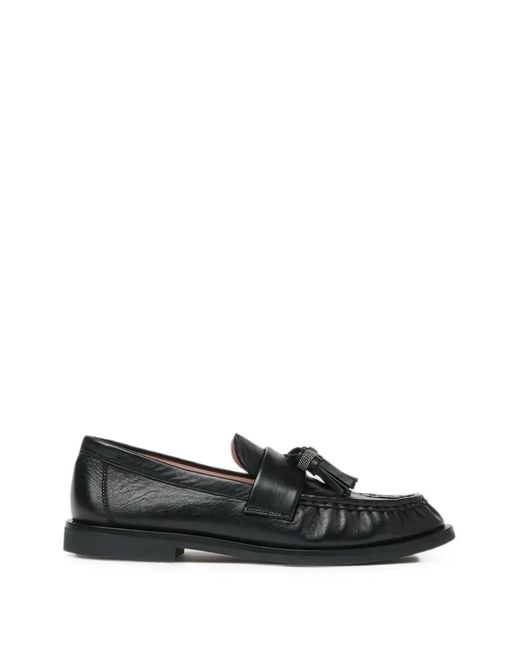 Fabiana Filippi Black Tassel-Detail Loafer Shoes