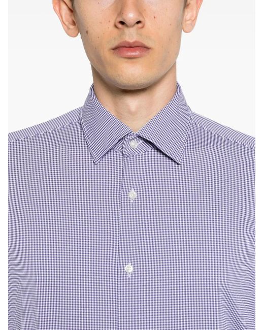 Boss Purple Check-Pattern Long Sleeve Shirt for men