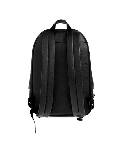 Jil Sander Black Logo-Patch Pebbled Leather Backpack Bag for men