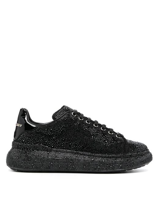 Philipp Plein Black Crystal-Embellished Low-Top Sneakers