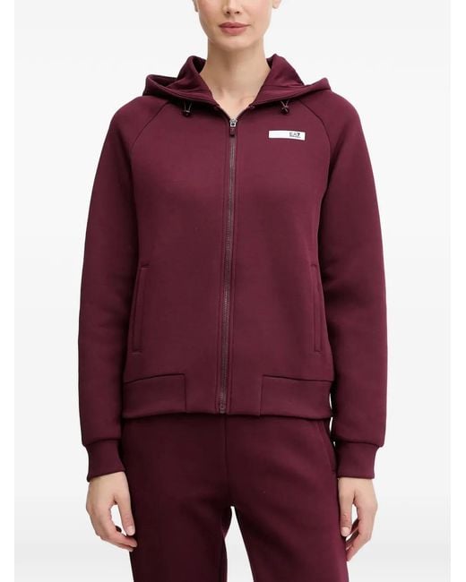 EA7 Purple Zip Hooded Top