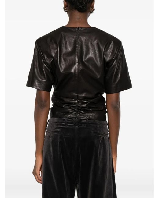 Magda Butrym Black Rose-Embellished Leather Top