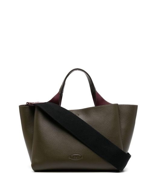 Tod's Green Logo-embroidered Tote Bag