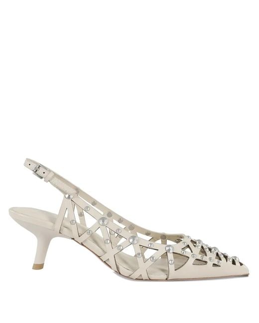 Ash White Cut-Out Leather Pumps
