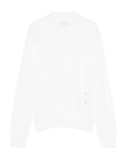 Pull En Laine À Ornements De Perles Liu Jo en coloris White