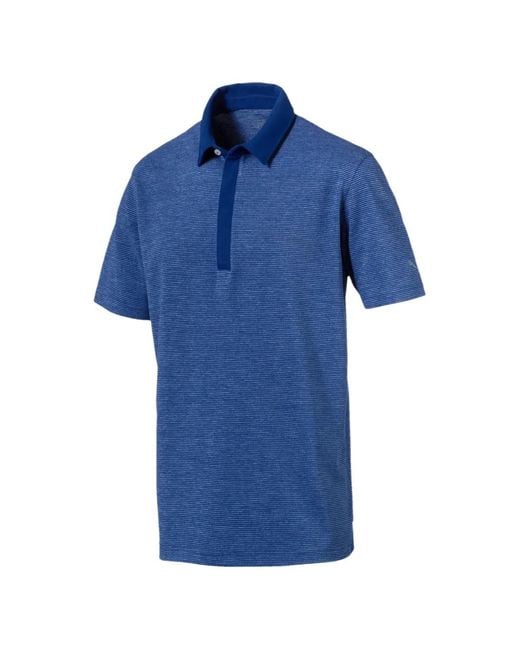 PUMA Blue Moving Day Polo Striped Polo Shirt for men